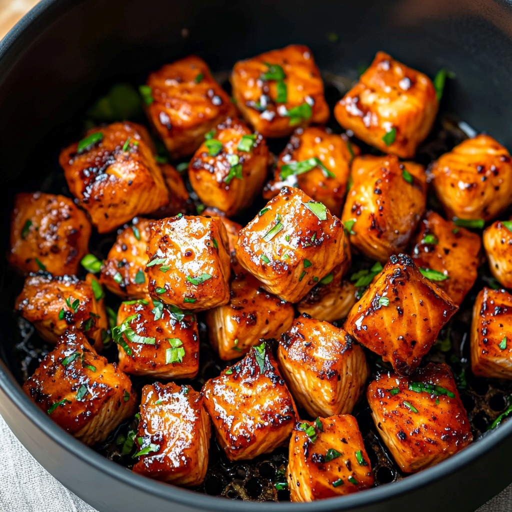 Glazed Air Fryer Salmon Bites