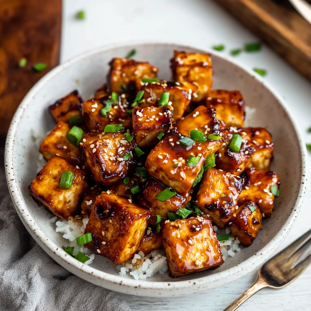 Honey Garlic Air Fryer Tofu