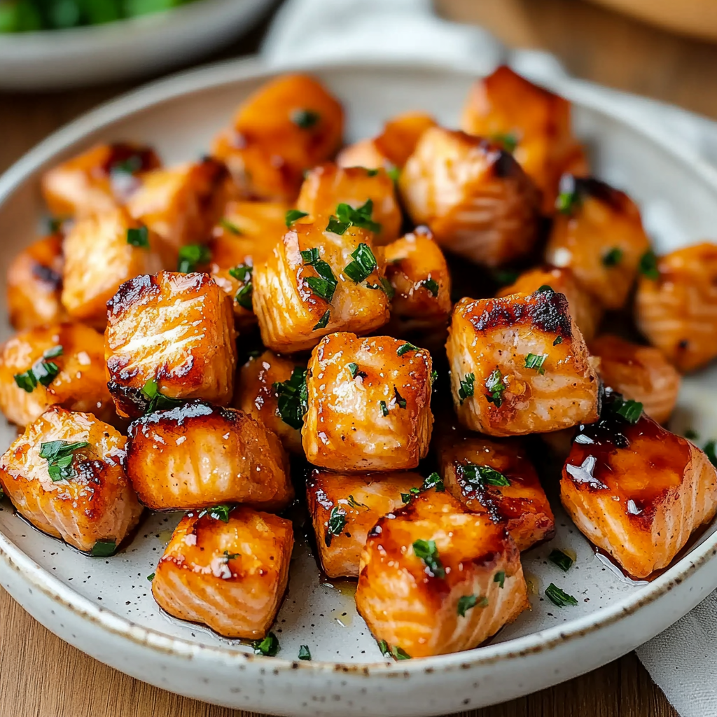 Air Fryer Hot Honey Salmon Bites