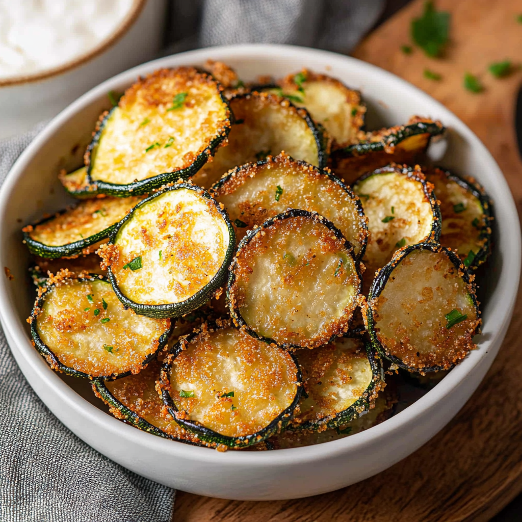 Air Fryer Zucchini Chips with Parmesan and Garlic – Crispy, Healthy Snack Recipe