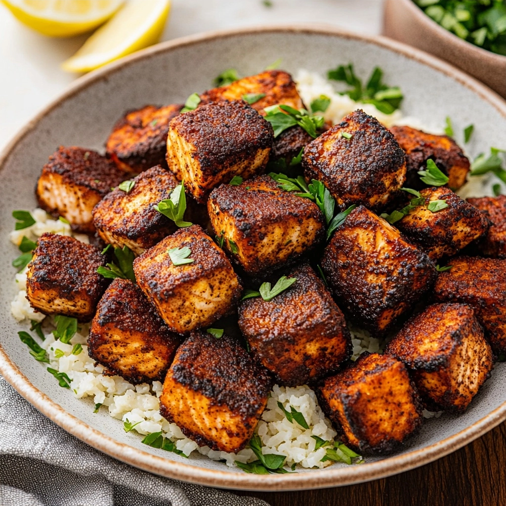 Blackened Air Fryer Salmon Bites