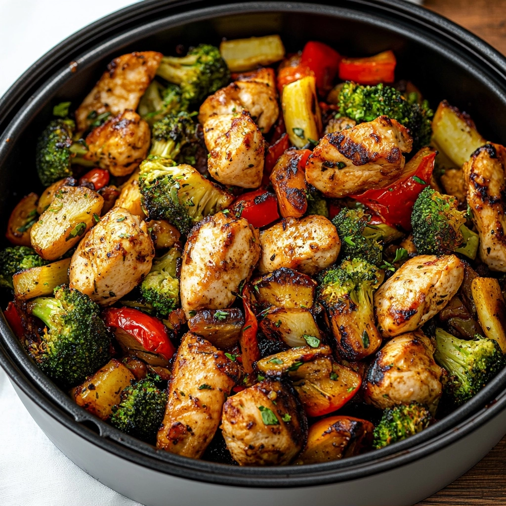 Healthy Air Fryer Chicken and Veggies (20 Minute!)