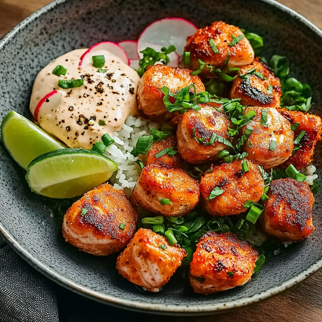 Air Fryer Salmon Bites with Spicy Mayo