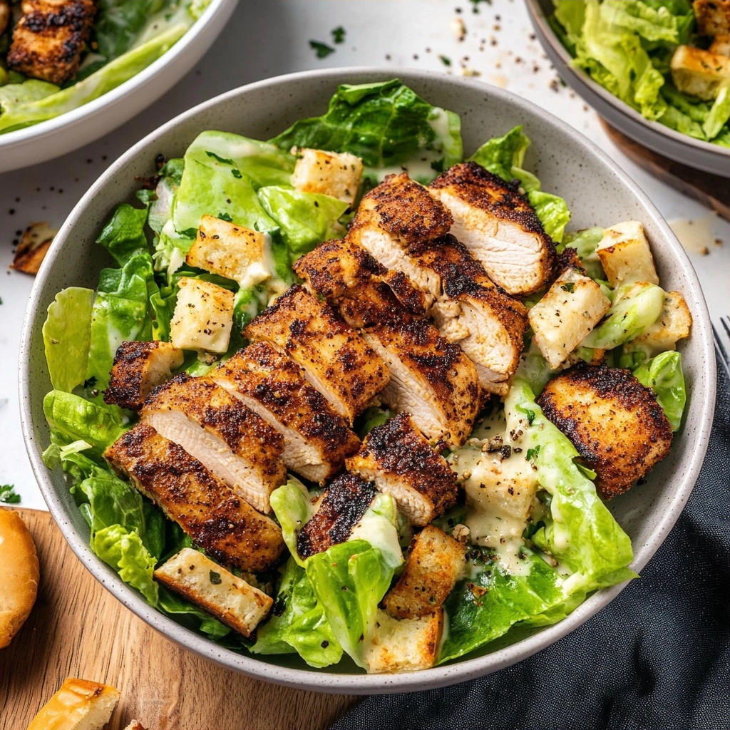 Air Fryer Blackened Chicken Caesar Salad