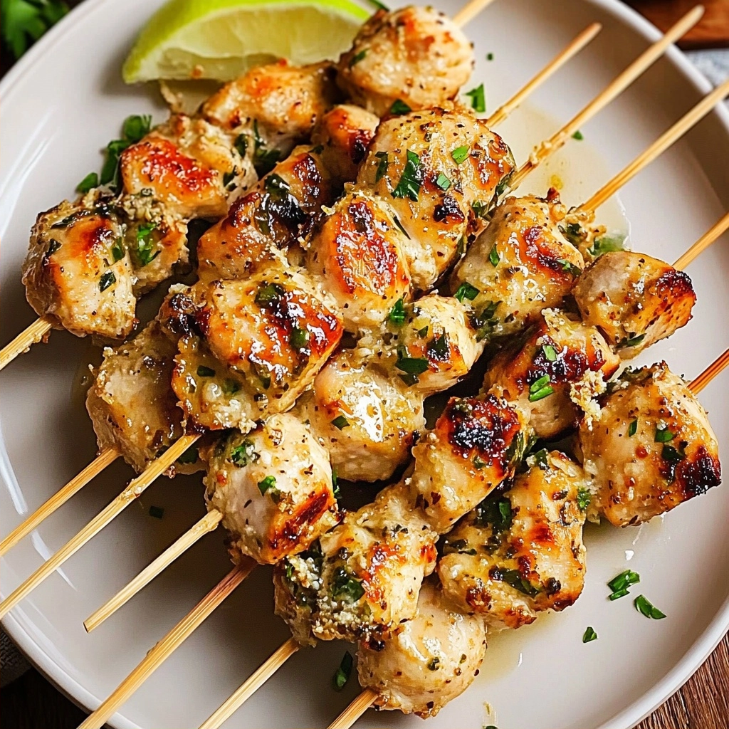 Garlic Parmesan Air Fryer Chicken Skewers
