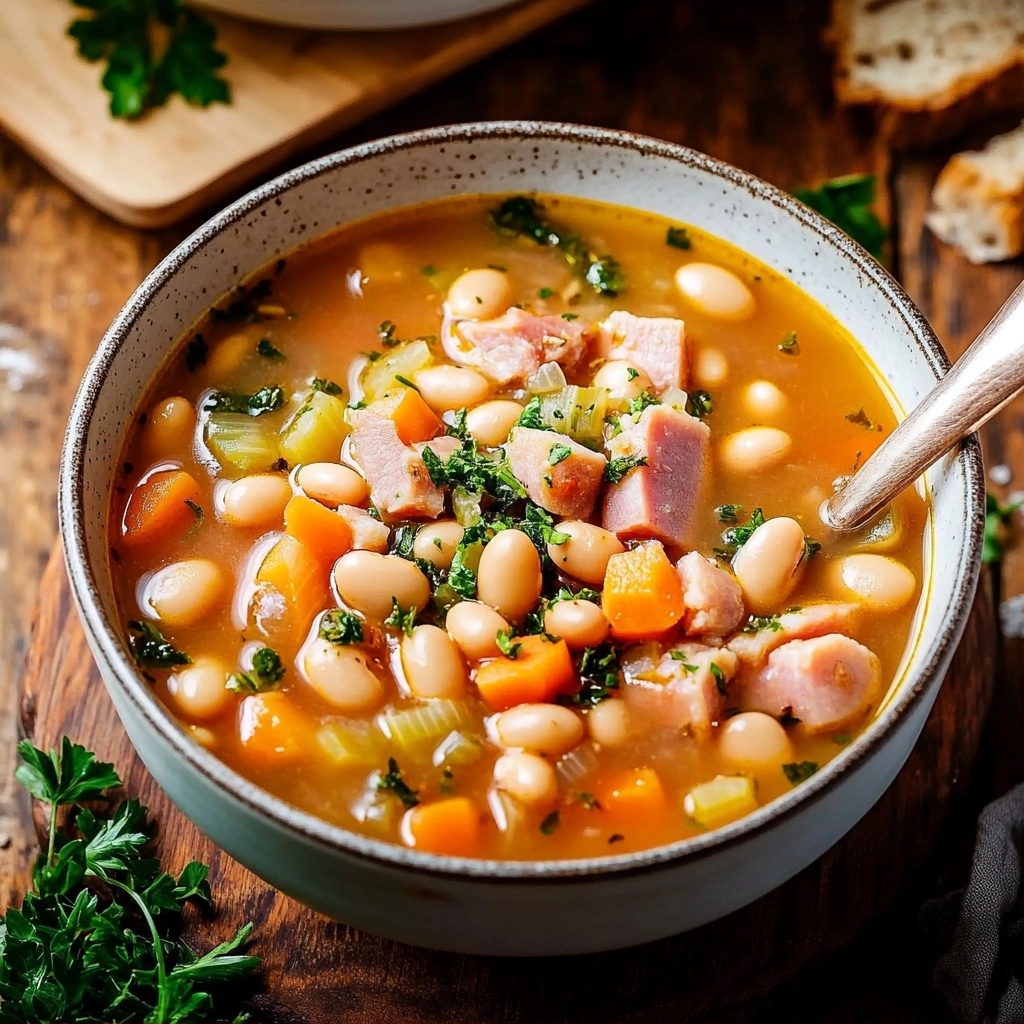 Hearty and Comforting Ham and Bean Soup with Canned Beans