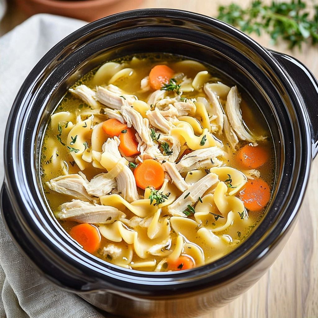 Easy Homemade Crockpot Chicken Noodle Soup